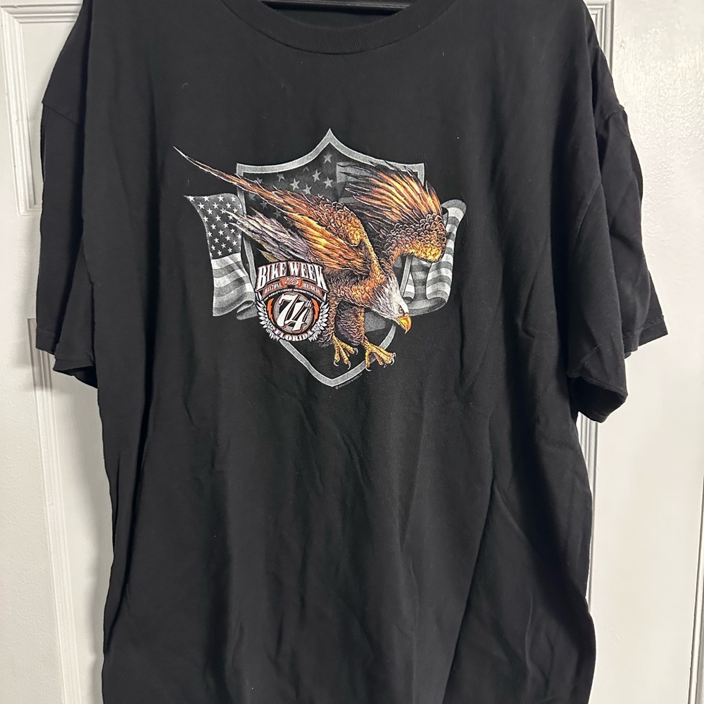 Vintage Bike Week Black Graphic T-Shirt with Eagle Design